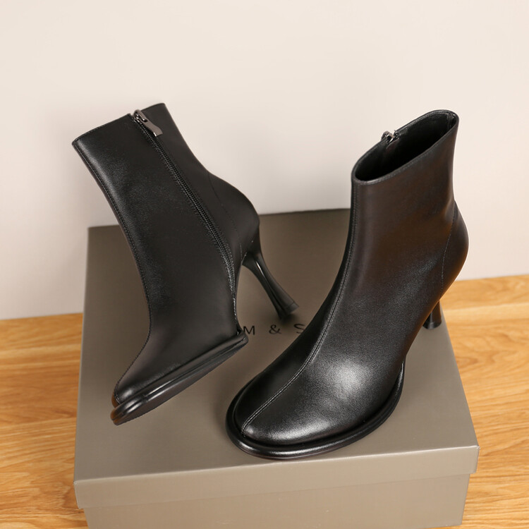 Women's Fashion Ankle Boots with Metal Detail and Side Zipper - Image 5