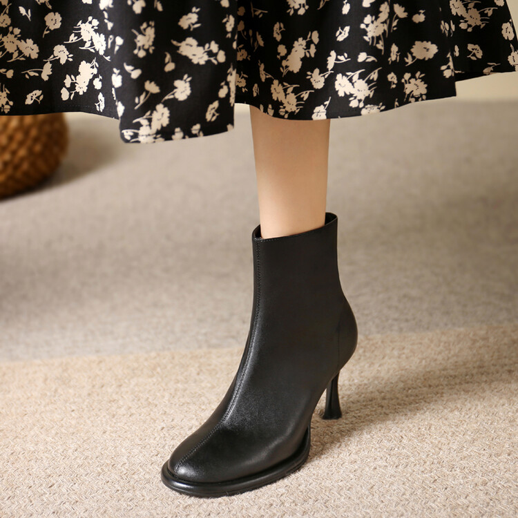 Women's Fashion Ankle Boots with Metal Detail and Side Zipper