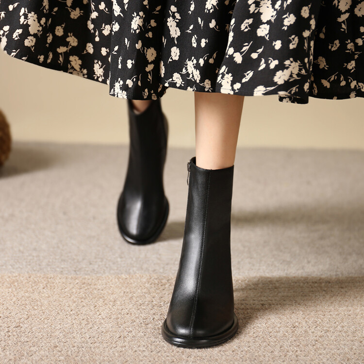Women's Fashion Ankle Boots with Metal Detail and Side Zipper - Image 4