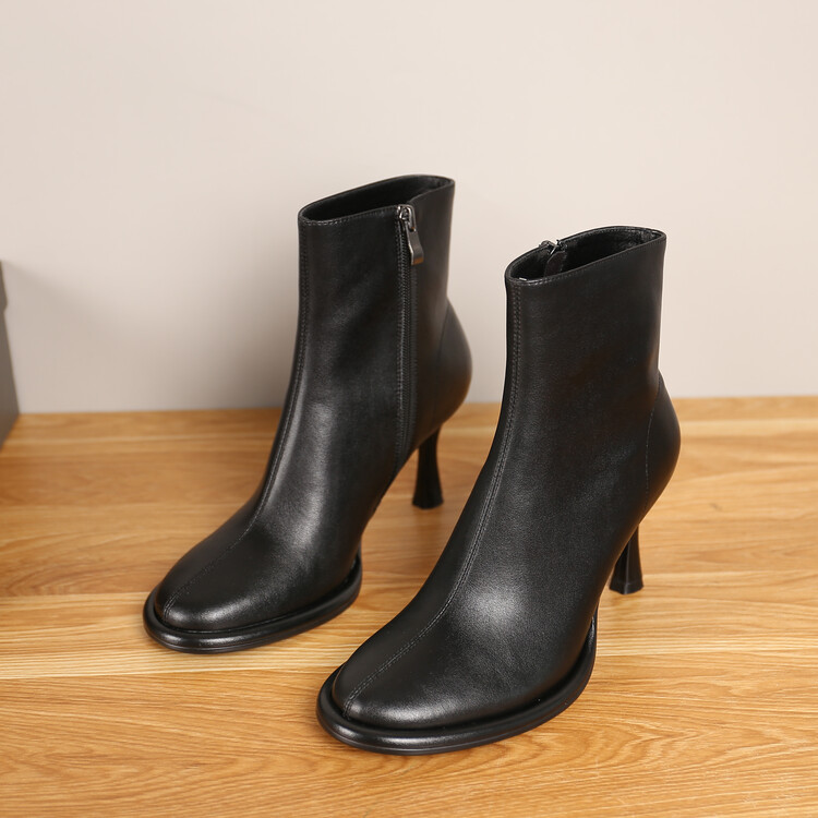 Women's Fashion Ankle Boots with Metal Detail and Side Zipper - Image 3