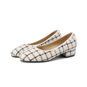 Fashion Flat Shoes PU Upper Round Toe Chunky Mid Heel Spring 2025