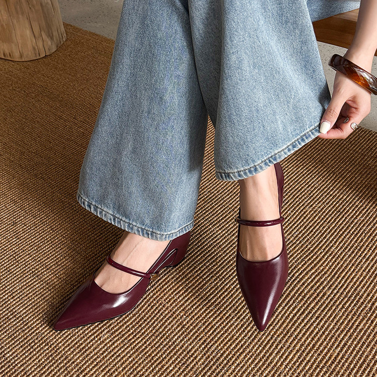 Women's Pointed Toe Closed Toe Sandals with Hidden Heel and Chunky Heel - Image 2