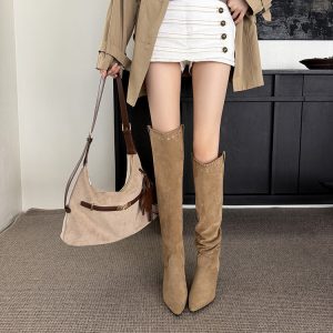 Women's Suede Over-The-Knee High Heel Knight Boots